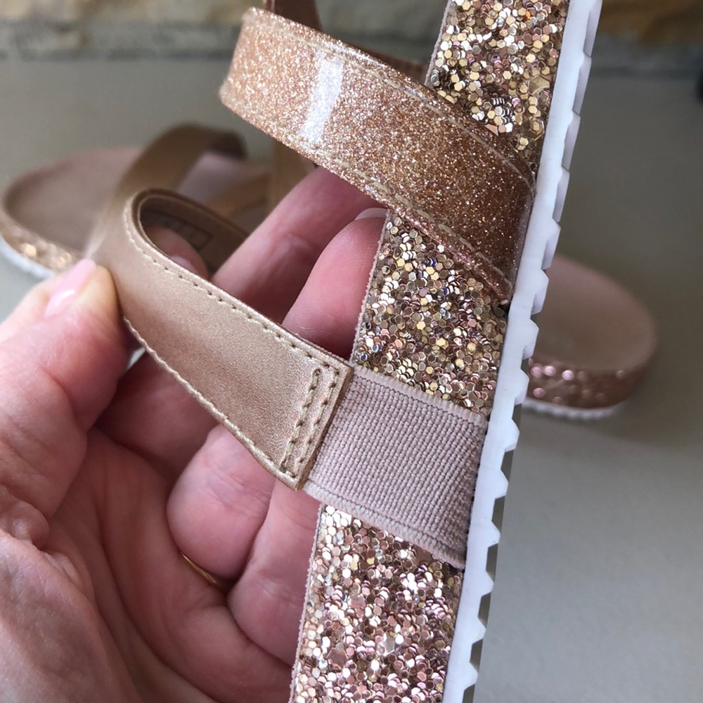 NEW Kenneth Cole Reaction Sandals Janet K - Rose Gold - Glitter GIRLS Sz 3 - Picture 4 of 8